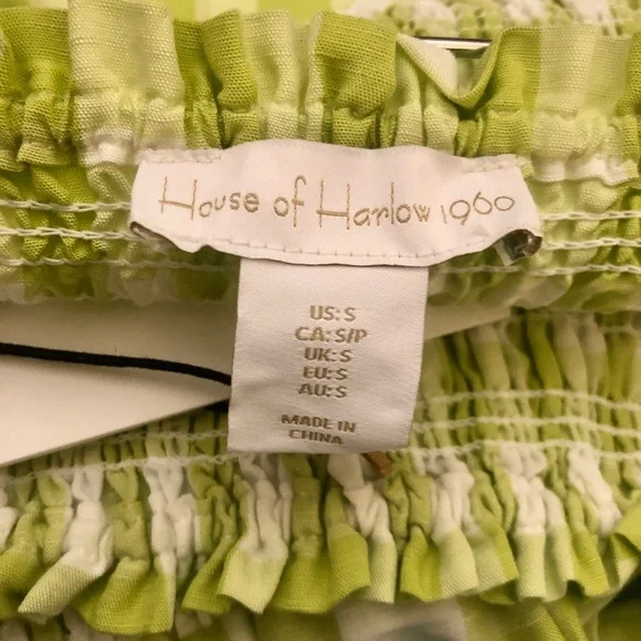 NWT HOUSE OF HARLOW 1960 LINEN SMOCKED GINGHAM JUMPSUIT (SIZE SMALL) - Picture 2 of 5